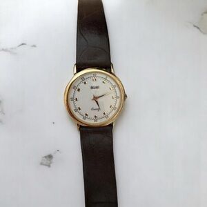 Vtg Belair Gold and Brown Quartz Watch